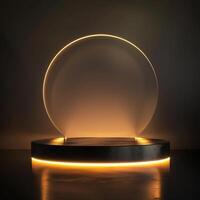 A glass sphere with glowing lights on it photo