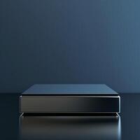 A black box sitting on a table with a blue background photo