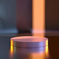 A white round object on a table in front of a bright light photo