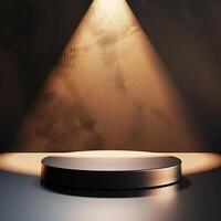 An empty podium with a spotlight shining on it photo