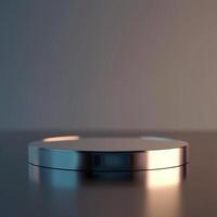A silver circular object on a table photo