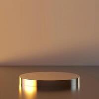 3d render of a round podium on a table photo