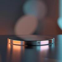 A round object on a table with a blurred background photo