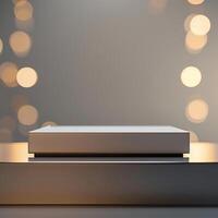 A white box sitting on a table in front of a light background photo