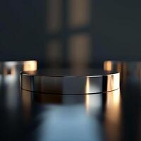 A close up of a metal object on a table photo