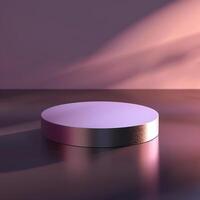 A round object on a table with a pink background photo