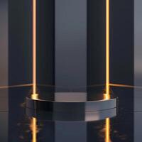 A black and gold podium with a light shining on it photo