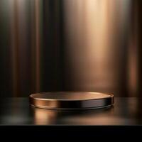 An empty round table with a black background photo
