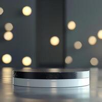 A black and white object sitting on a table photo