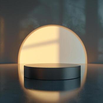 An empty round table in front of a window photo