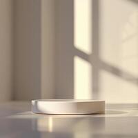 A white circular object sitting on a table photo