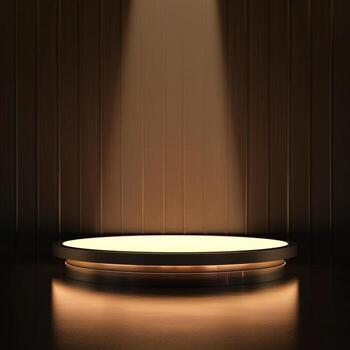 un vacío podio con un destacar brillante en eso foto