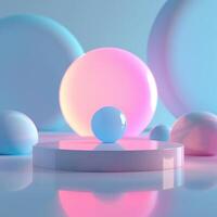 3d rendering of spheres and balls on a table photo
