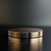 A round object on a table with a black background photo