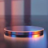 A circular object on a table with a light shining on it photo