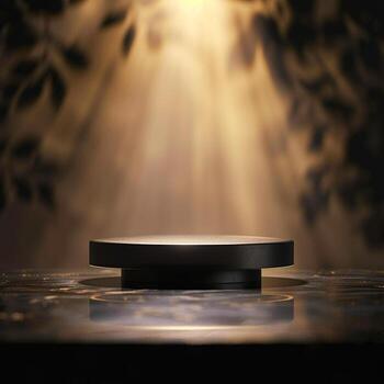 un negro mesa con un ligero brillante en eso foto