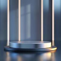 An empty podium on a dark background photo