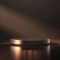 A round table with a light shining on it photo