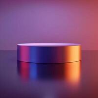 3d render of a round table with a colorful background photo