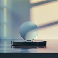 A black and white mirror on top of a table photo