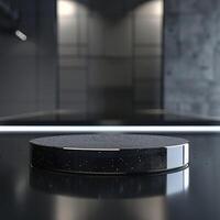 A black and white object on a table photo