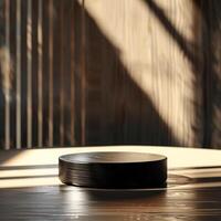 A black object sitting on a table photo