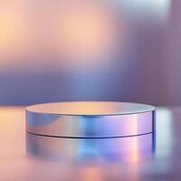 A round object on a table with a blurred background photo
