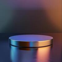 3d render of a round metal pedestal on a table photo