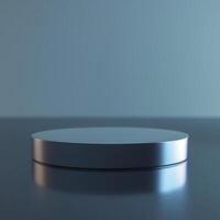 A round table with a silver surface on a table photo