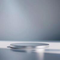 A white round table on a table with a light photo