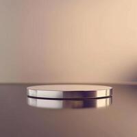 A round table with a silver surface on a table photo