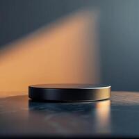 A black object sitting on top of a table photo