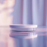 A white circular object sitting on a table photo