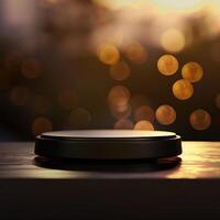 A black object on a table with a blurred background photo