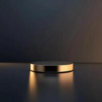 A golden object on a table with a dark background photo