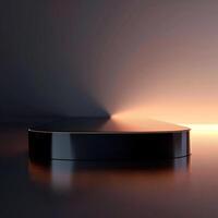 A black and gold object on a table photo