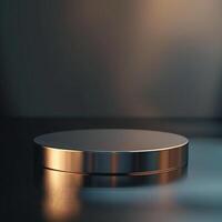 A round metal object on a table photo