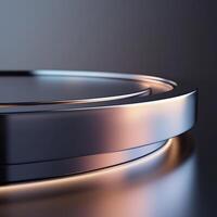A circular metal object on a table photo
