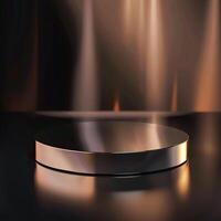 An empty round table with a spotlight on it photo