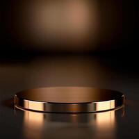 3d render of a round podium on a black background photo