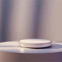 A white circular object on top of a table photo