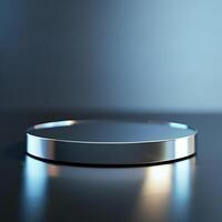 A round silver object on a table photo