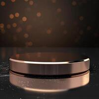 A round object on a table with a shiny surface photo
