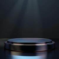 An empty podium on a dark background photo