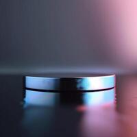 A shiny object on a table with a light behind it photo