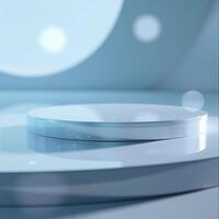 3d rendering of a round table with a white surface photo