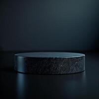 A black marble table on a dark background photo
