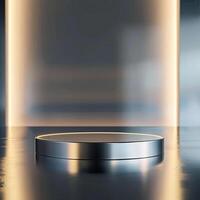 A round table with a light shining on it photo