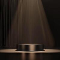An empty stage with a spotlight shining on it photo