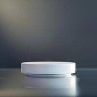 A white round object on a table with a dark background photo
